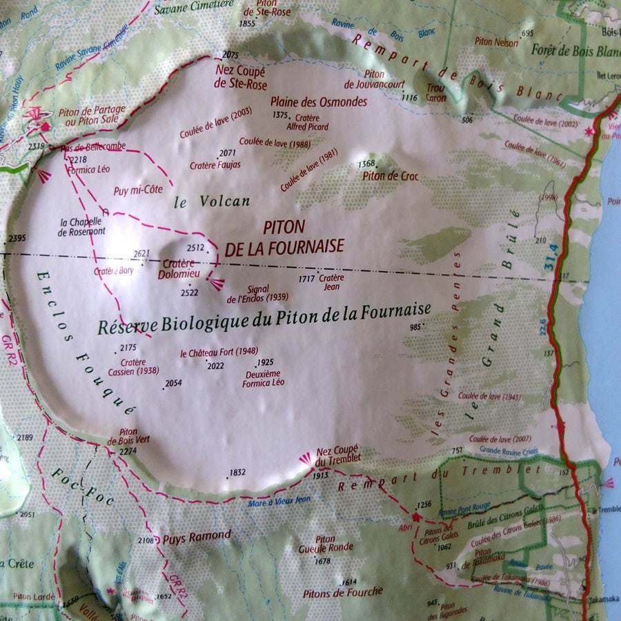 Carte murale en relief - Ile de la Réunion - 113 x 93 cm | IGN carte en relief IGN