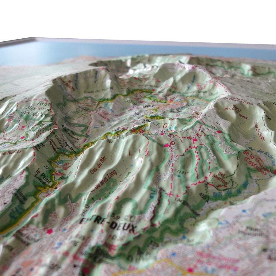 Carte murale en relief - Ile de la Réunion - 113 x 93 cm | IGN carte en relief IGN