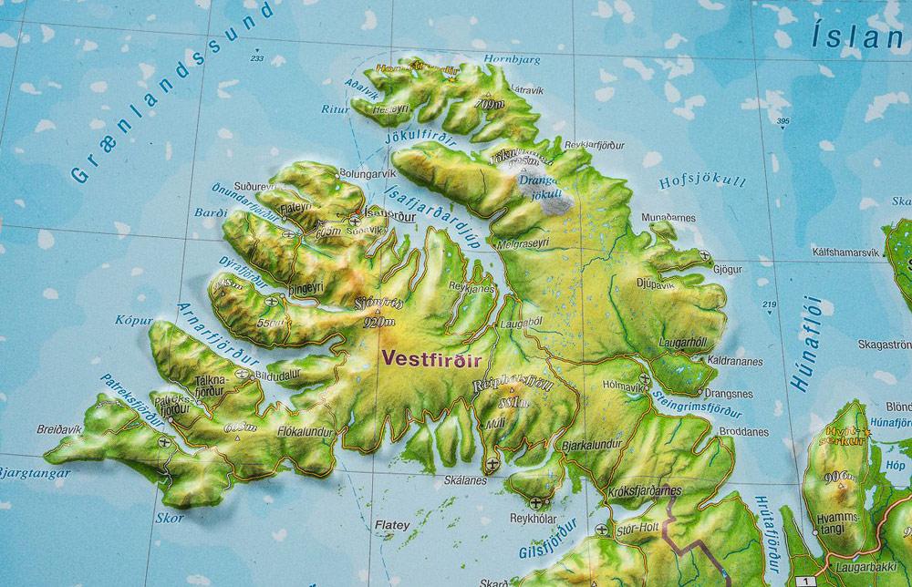 Carte murale en relief - Islande (en anglais) - 39 x 29 cm | Georelief carte en relief Georelief