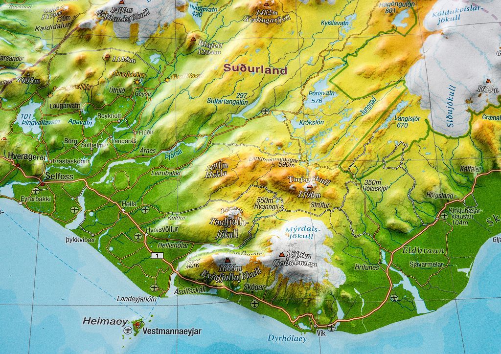 Carte murale en relief - Islande (en anglais) - 39 x 29 cm | Georelief carte en relief Georelief