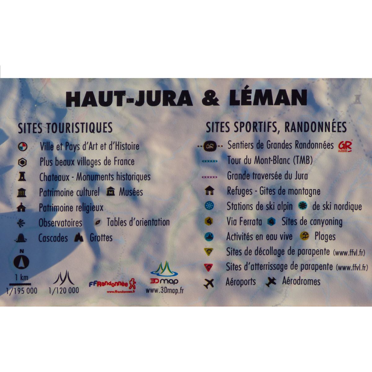 Carte murale en relief - Haut-Jura & lac Léman - 41 cm x 61 cm | 3D Map carte en relief 3D Map