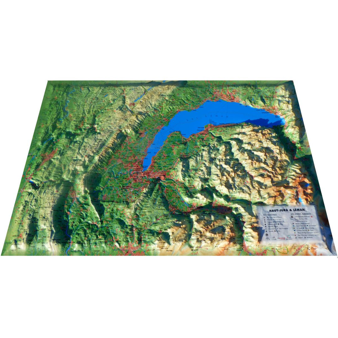 Carte murale en relief - Jura & Léman- 41 cm x 61 cm | 3D Map carte relief 3D Map 