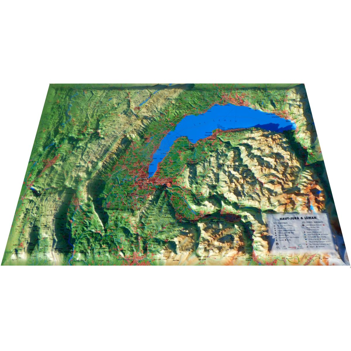 Carte murale en relief - Haut-Jura & lac Léman - 41 cm x 61 cm | 3D Map carte en relief 3D Map