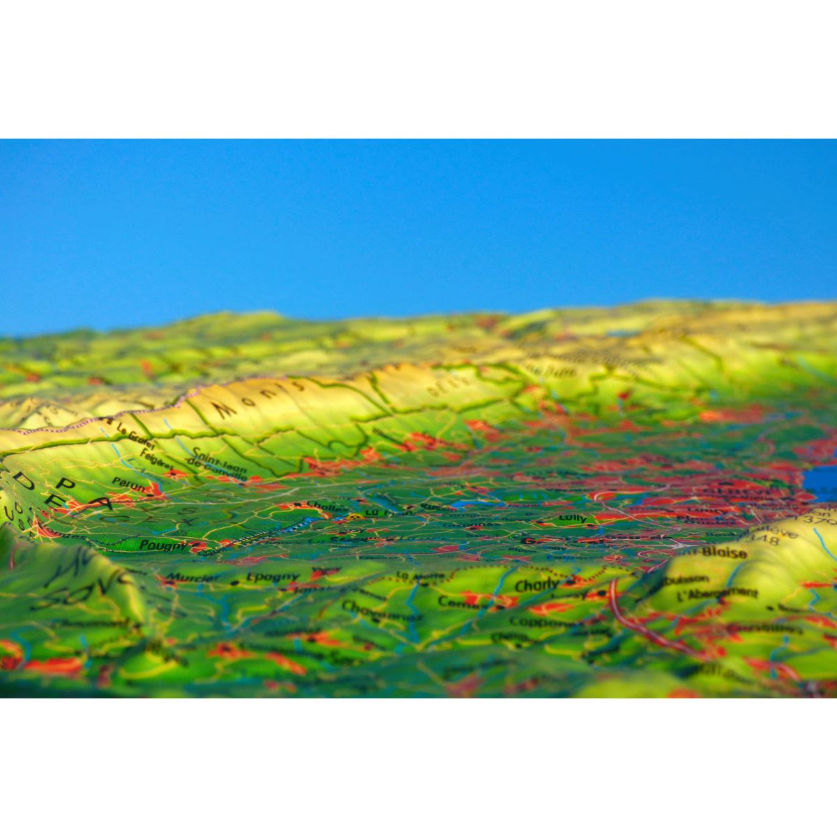 Carte murale en relief - Haut-Jura & lac Léman - 41 cm x 61 cm | 3D Map carte en relief 3D Map