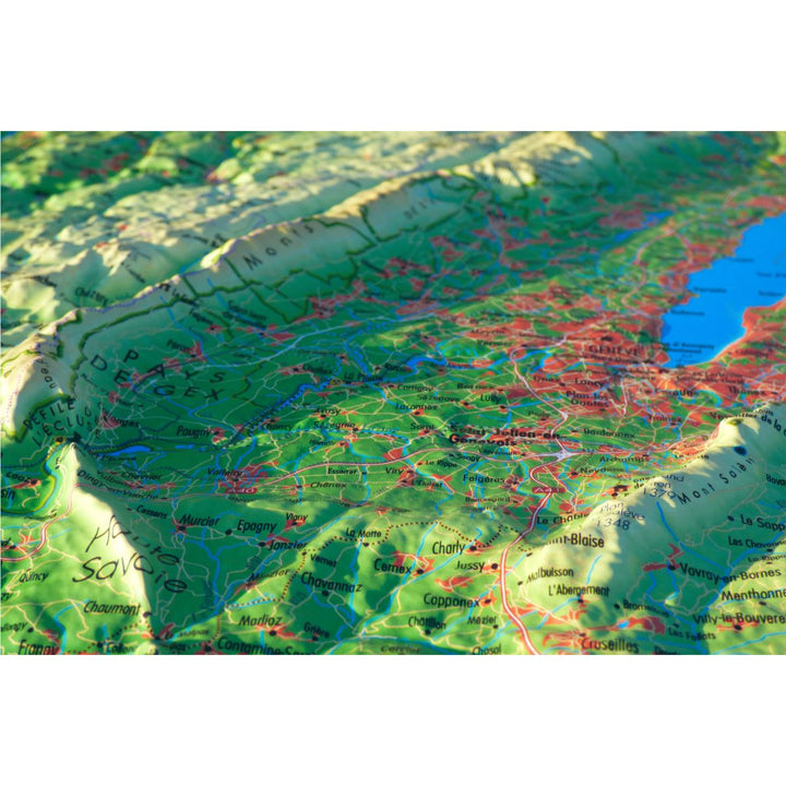 Carte murale en relief - Jura & Léman- 41 cm x 61 cm | 3D Map carte relief 3D Map 