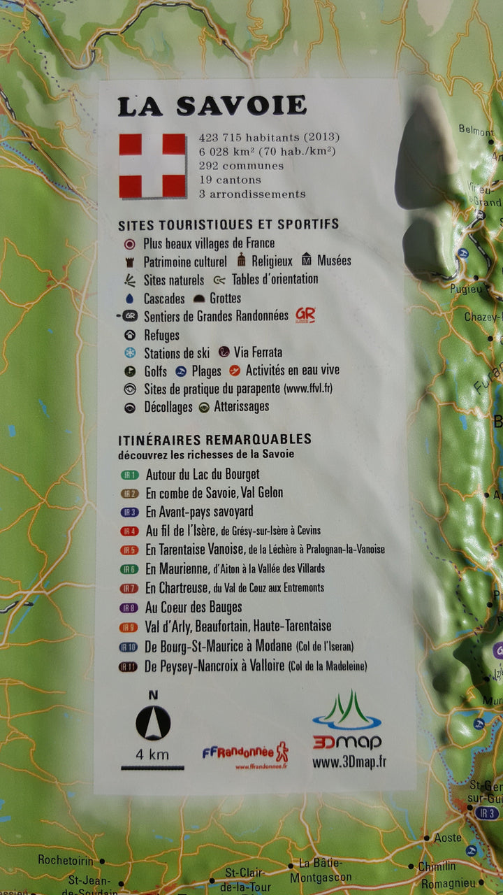 Carte murale en relief - La Savoie - 41 cm x 61 cm | 3D Map carte relief 3D Map 