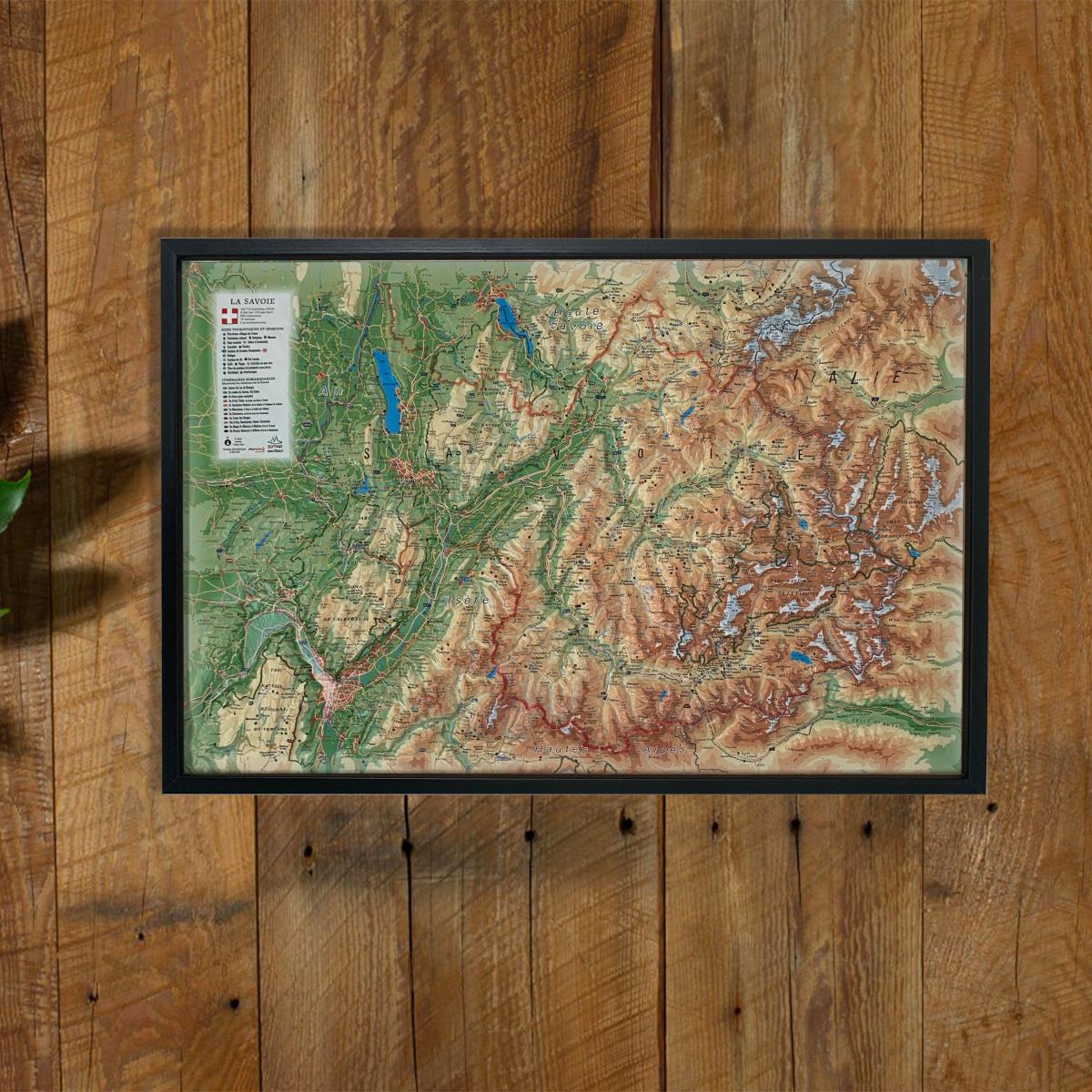 Carte murale en relief - La Savoie - 61 cm x 41 cm | 3D Map carte en relief 3D Map