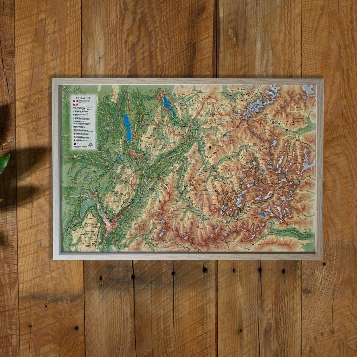 Carte murale en relief - La Savoie - 61 cm x 41 cm | 3D Map carte en relief 3D Map