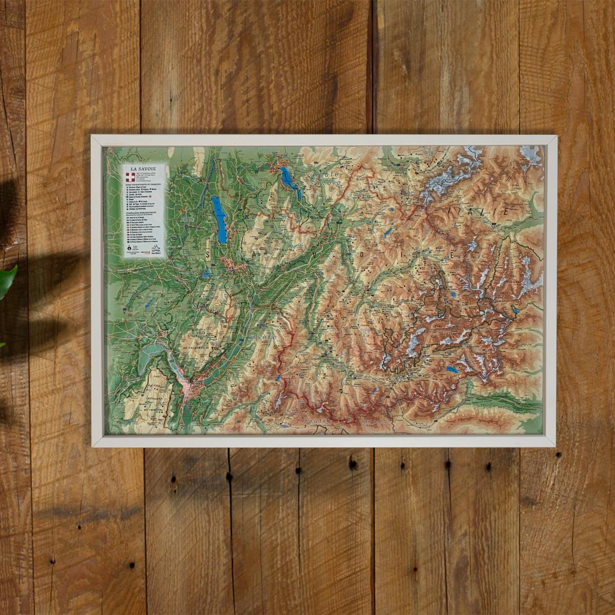 Carte murale en relief - La Savoie - 61 cm x 41 cm | 3D Map carte en relief 3D Map