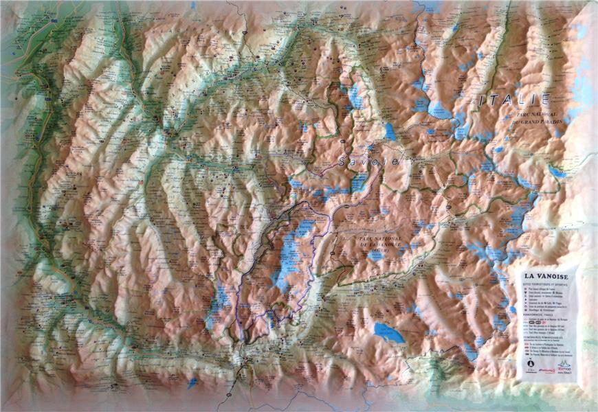 Carte murale en relief - La Vanoise - 61 cm x 41 cm | 3D Map carte en relief 3D Map