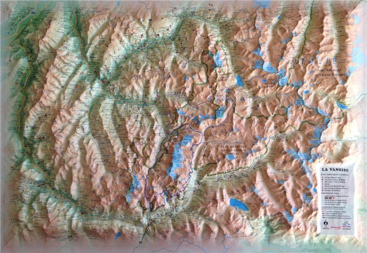 Carte murale en relief - La Vanoise - 41 cm x 61 cm | 3D Map carte relief 3D Map 