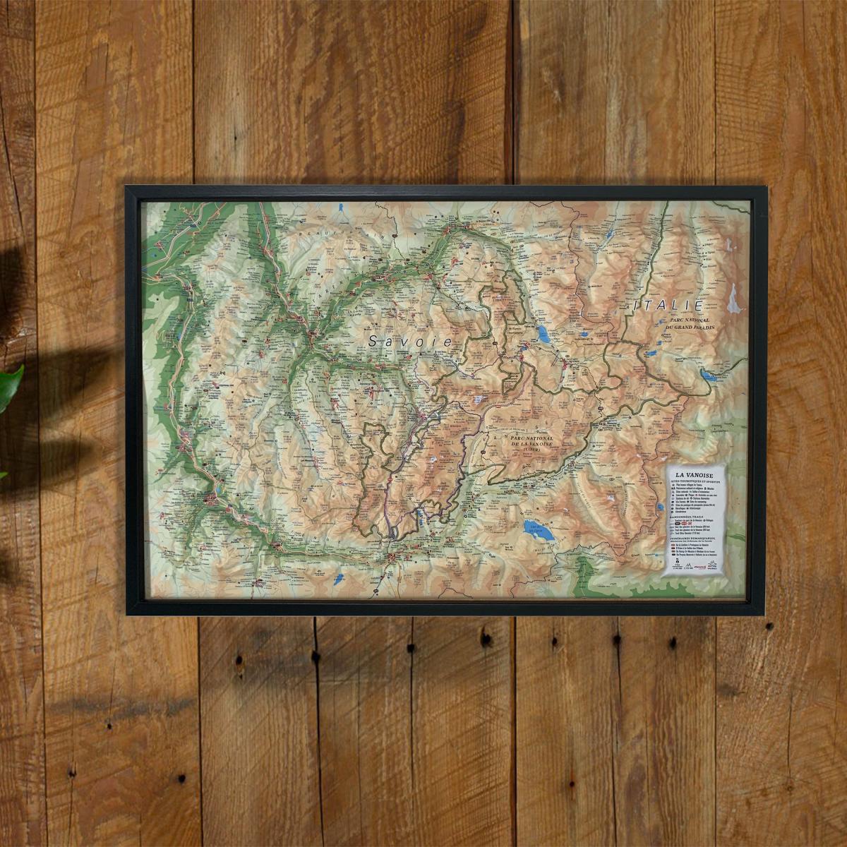 Carte murale en relief - La Vanoise - 61 cm x 41 cm | 3D Map carte en relief 3D Map