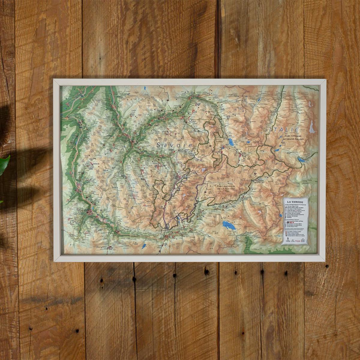 Carte murale en relief - La Vanoise - 61 cm x 41 cm | 3D Map carte en relief 3D Map