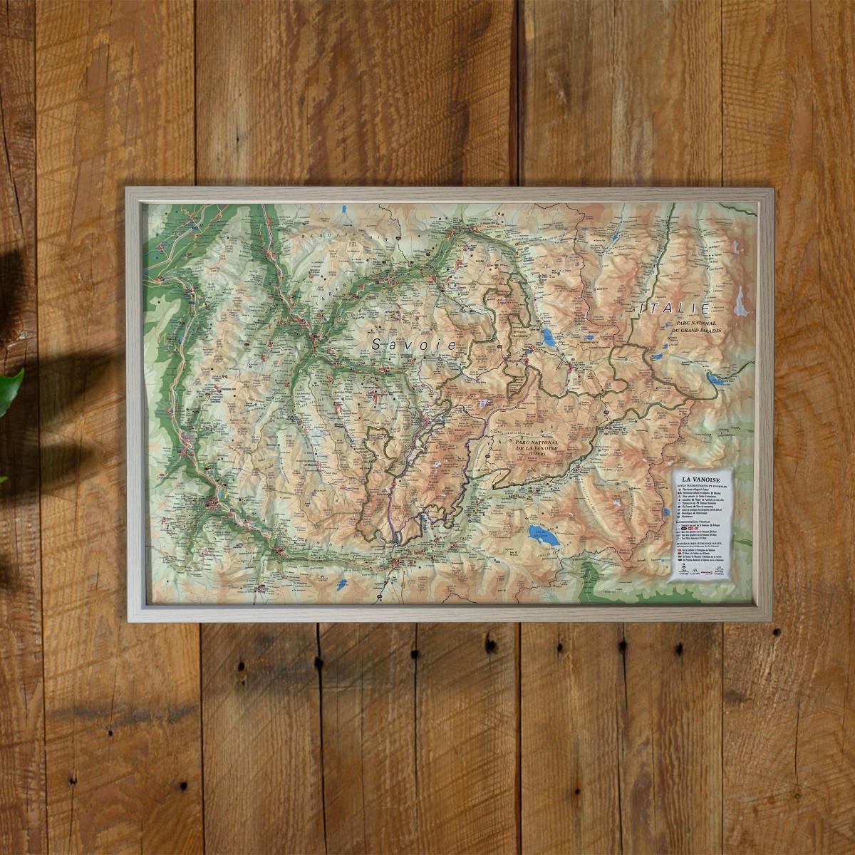 Carte murale en relief - La Vanoise - 61 cm x 41 cm | 3D Map carte en relief 3D Map