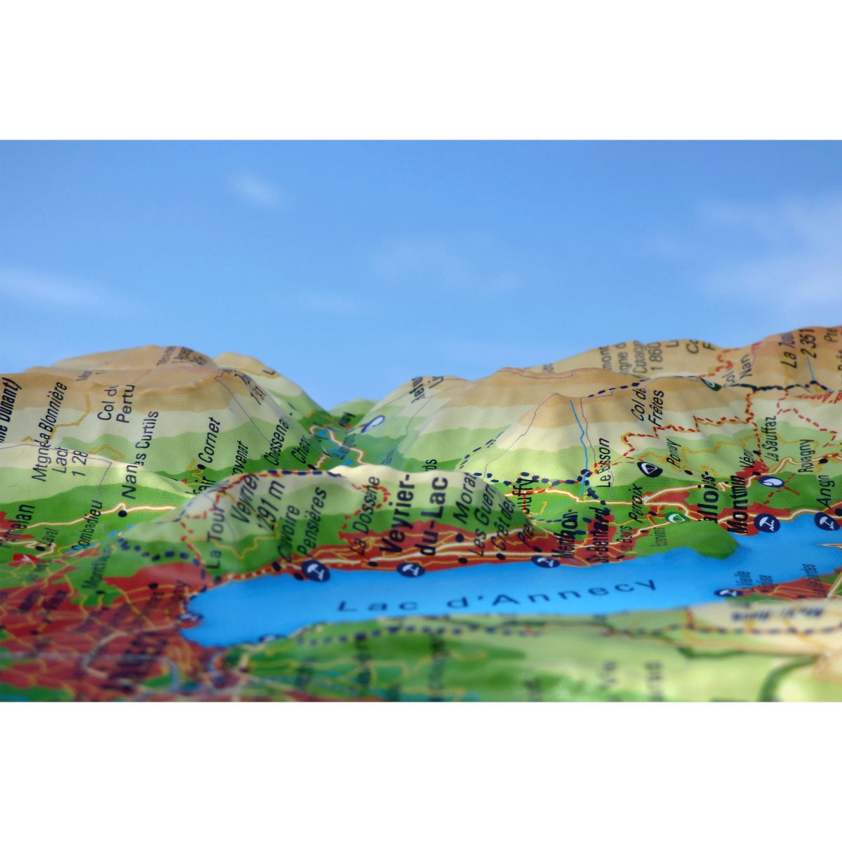 Carte murale en relief - Lac d'Annecy - 19,5 cm x 29,5 cm | 3D Map carte en relief 3D Map