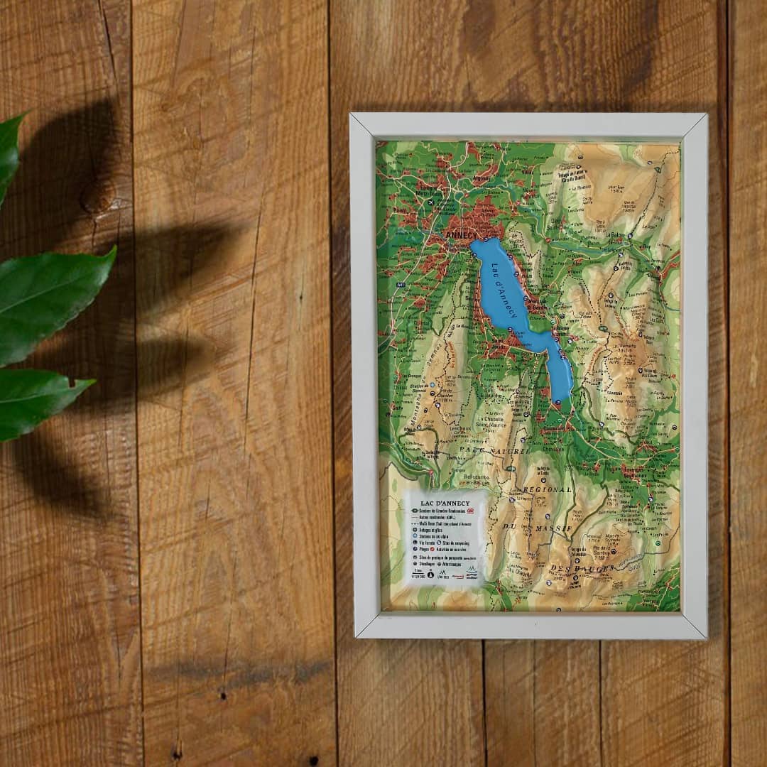 Carte murale en relief - Lac d'Annecy - 19,5 cm x 29,5 cm | 3D Map carte en relief 3D Map