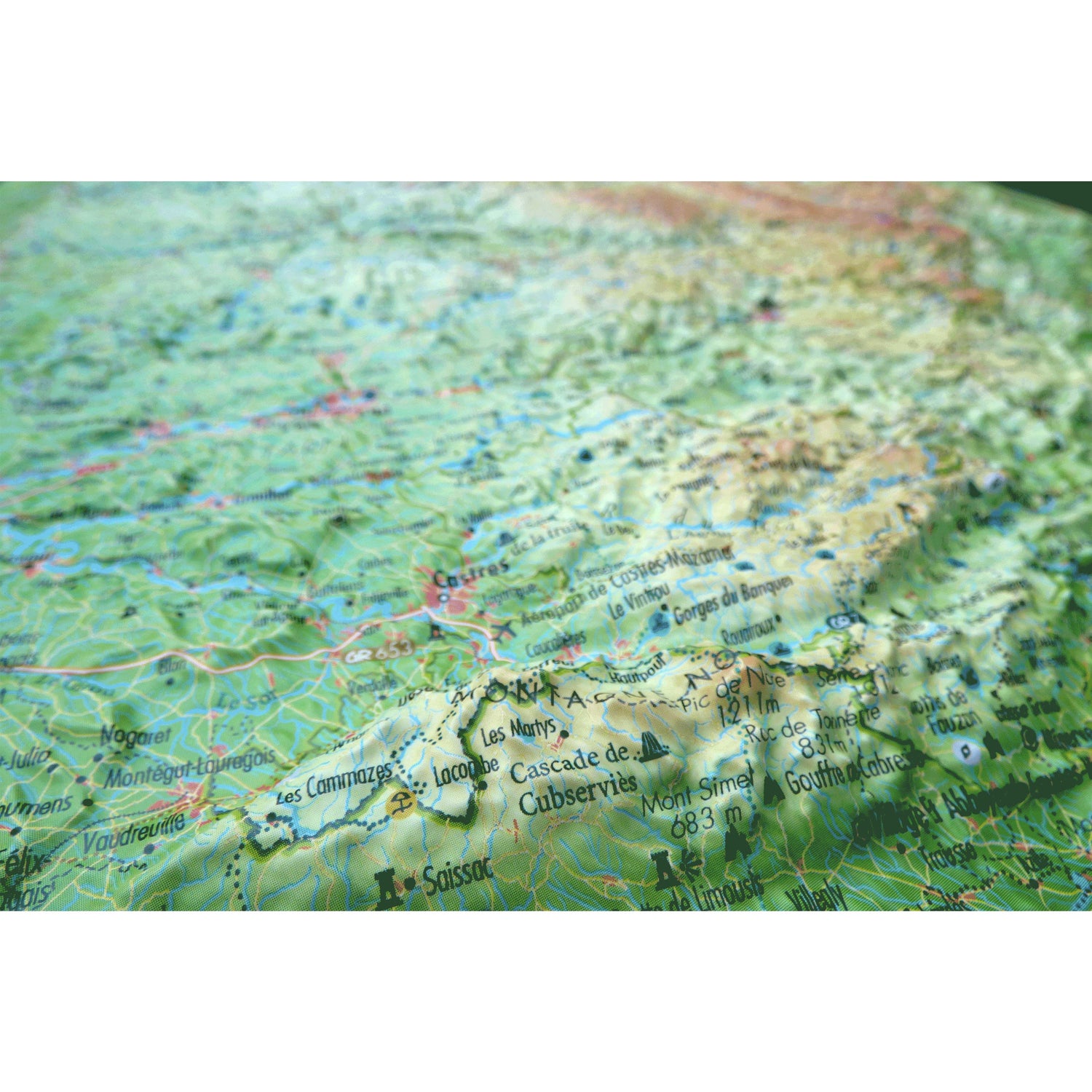 Carte murale en relief - Le Massif Central - 41 cm x 61 cm | 3D Map carte en relief 3D Map
