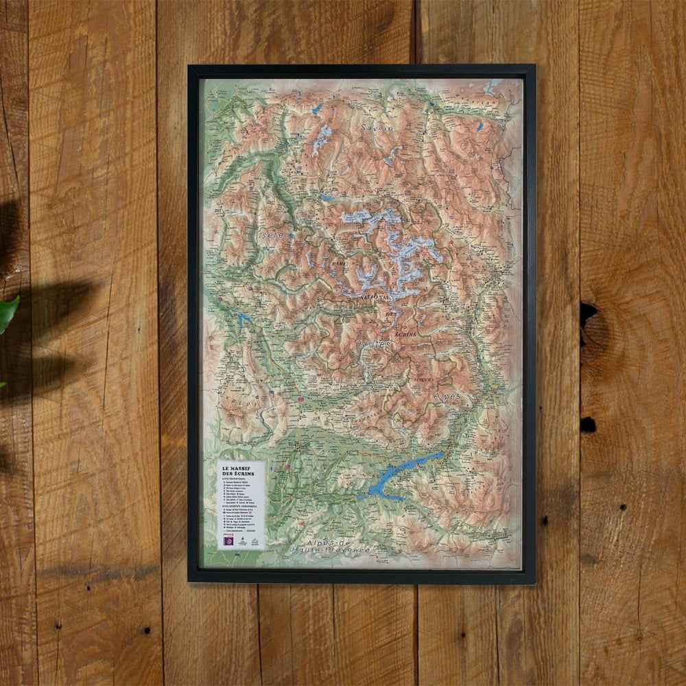 Carte murale en relief - Le Parc National des Ecrins - 41 cm x 61 cm | 3D Map carte relief 3D Map 
