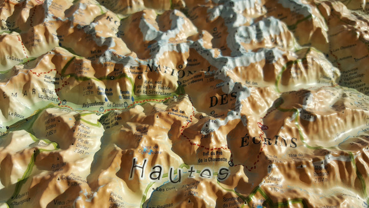 Carte murale en relief - Le Parc National des Ecrins - 41 cm x 61 cm | 3D Map carte relief 3D Map 