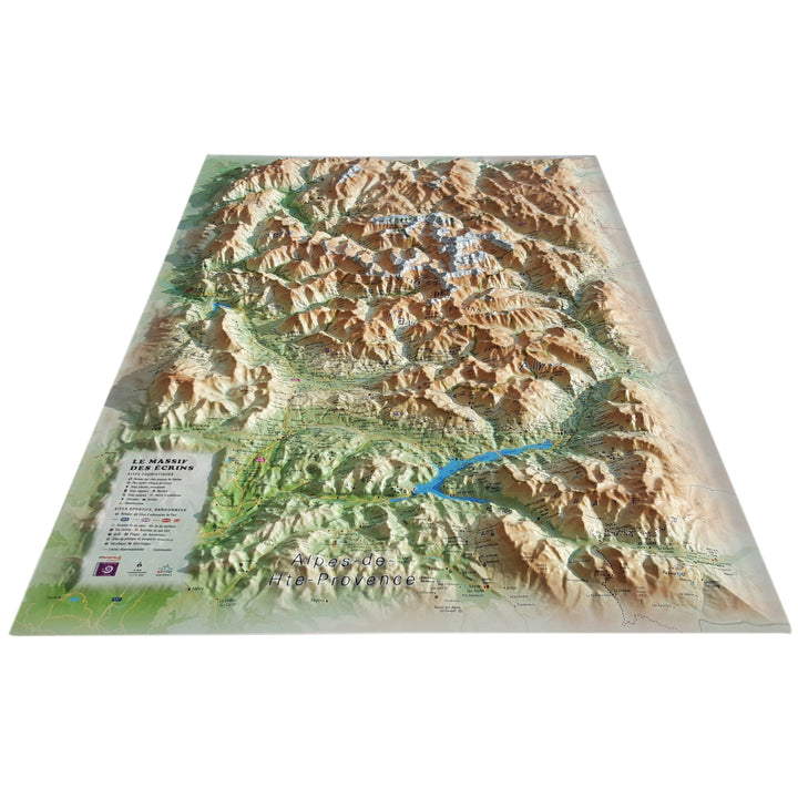 Carte murale en relief - Le Parc National des Ecrins - 41 cm x 61 cm | 3D Map carte relief 3D Map 