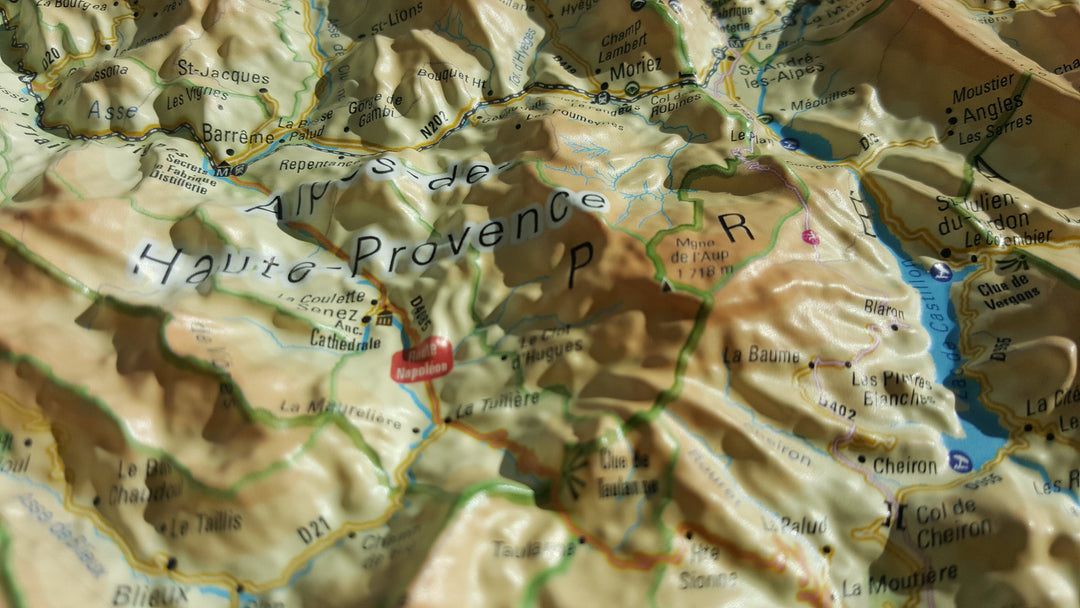 Carte murale en relief - Le Parc Naturel Régional du Verdon - 41 cm x 61 cm | 3D Map carte relief 3D Map 