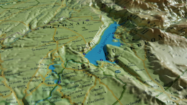 Carte murale en relief - Le Parc Naturel Régional du Verdon - 41 cm x 61 cm | 3D Map carte relief 3D Map 