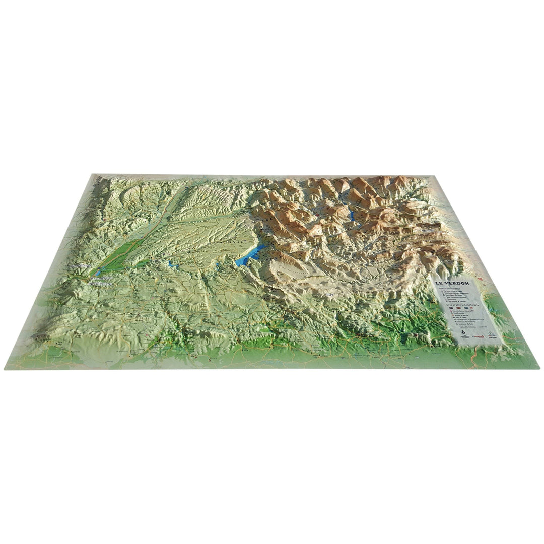 Carte murale en relief - Le Parc Naturel Régional du Verdon - 41 cm x 61 cm | 3D Map carte relief 3D Map 
