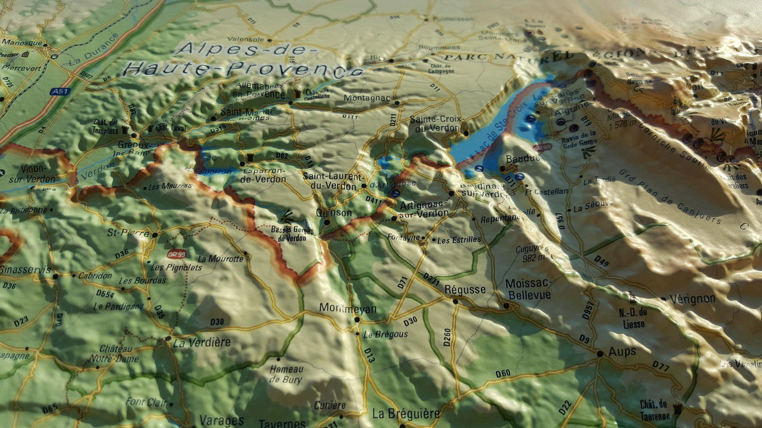 Carte murale en relief - Le Var - 61 cm x 41 cm | 3D Map carte en relief 3D Map