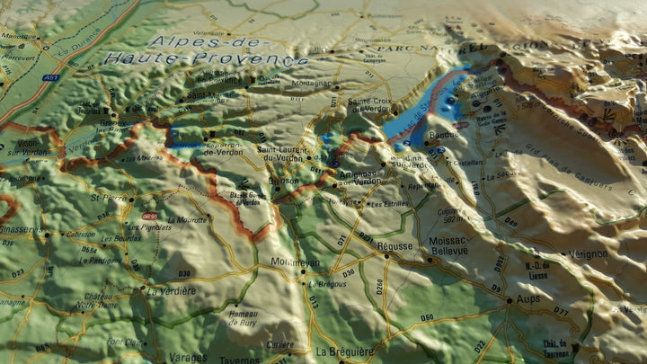 Carte murale en relief - Le Var - 41 cm x 61 cm | 3D Map carte relief 3D Map 