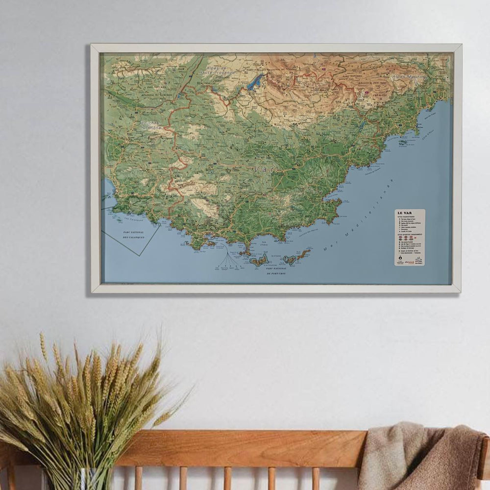 Carte murale en relief - Le Var - 61 cm x 41 cm | 3D Map carte relief 3D Map 