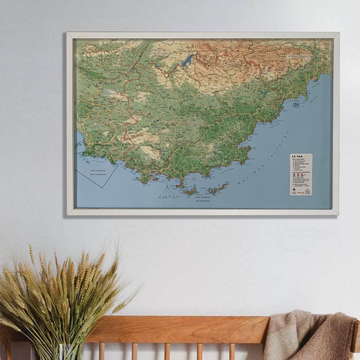 Carte murale en relief - Le Var - 61 cm x 41 cm | 3D Map carte en relief 3D Map