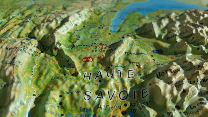Carte murale en relief - Les Alpes Françaises et ses massifs alpins - 41 cm x 61 cm | 3D Map carte relief 3D Map 