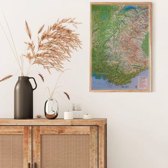 Carte murale en relief - Les Alpes Françaises et ses massifs alpins - 41 cm x 61 cm | 3D Map carte en relief 3D Map