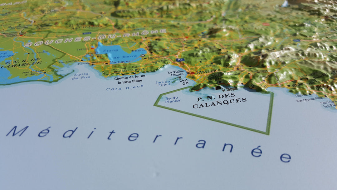 Carte murale en relief - Les Alpes Françaises et ses massifs alpins - 41 cm x 61 cm | 3D Map carte relief 3D Map 