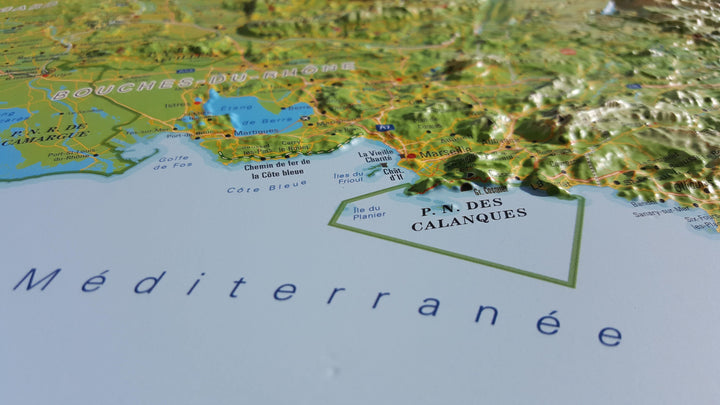 Carte murale en relief - Les Alpes Françaises et ses massifs alpins - 41 cm x 61 cm | 3D Map carte relief 3D Map 