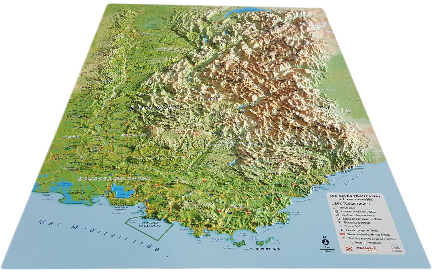 Carte murale en relief - Les Alpes Françaises et ses massifs alpins - 41 cm x 61 cm | 3D Map carte en relief 3D Map Default Title