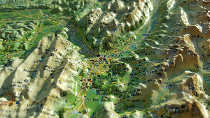 Carte murale en relief - L'Isère - 41 cm x 61 cm | 3D Map carte relief 3D Map 