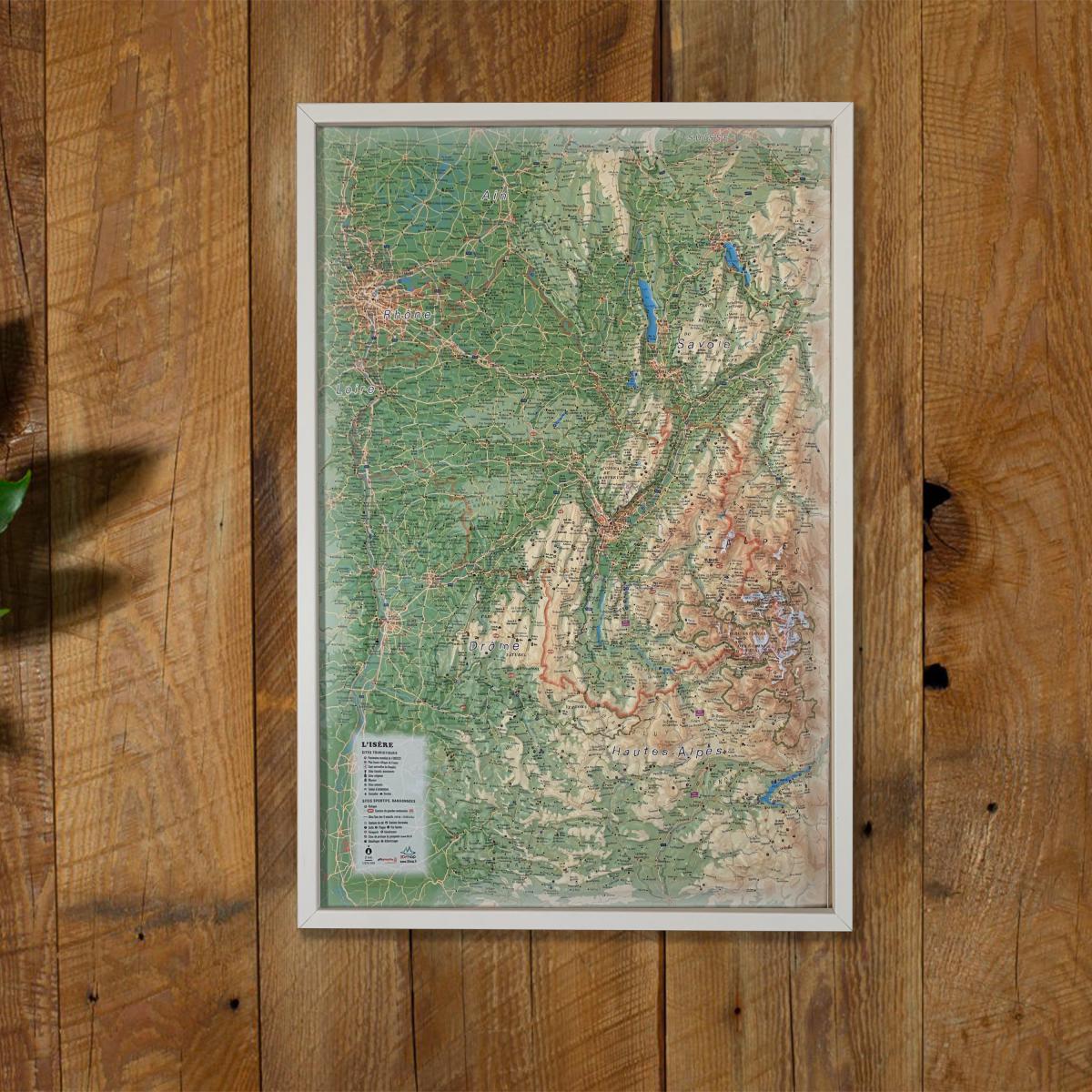 Carte murale en relief - L'Isère - 41 cm x 61 cm | 3D Map carte en relief 3D Map