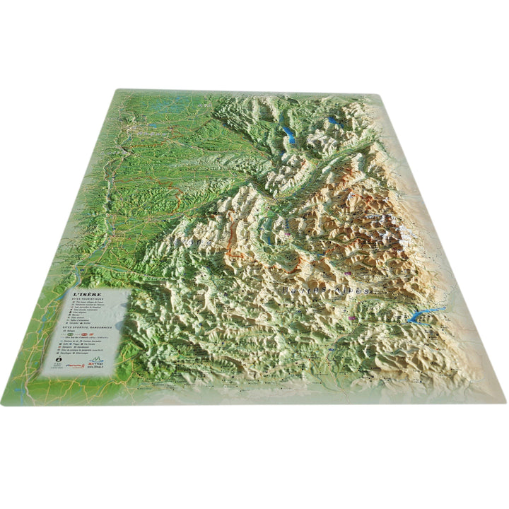 Carte murale en relief - L'Isère - 41 cm x 61 cm | 3D Map carte relief 3D Map 