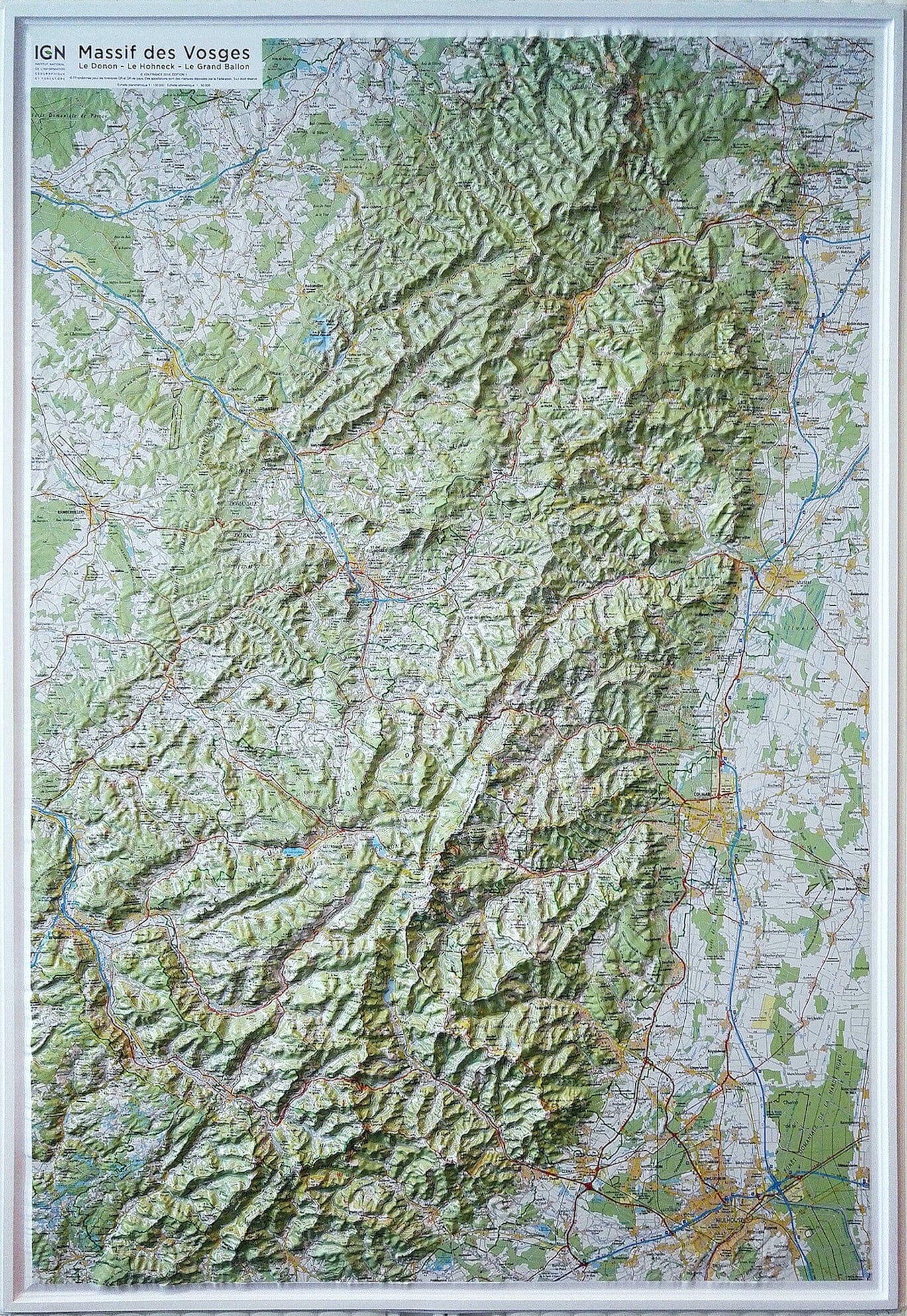 Carte murale en relief - Massif des Vosges - 80 x 113 cm | IGN carte en relief IGN