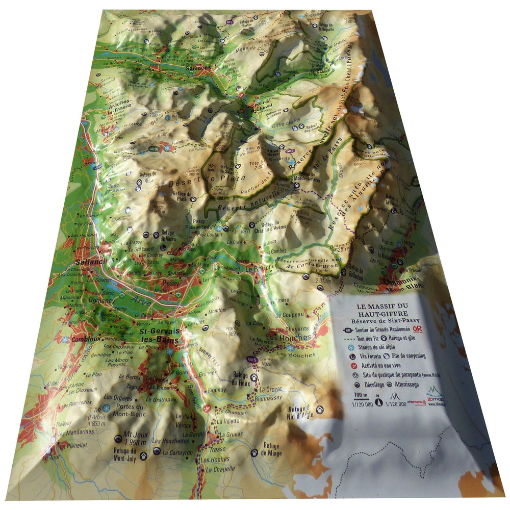 Carte murale en relief - Massif du Haut-Giffre (réserve de Sixt-Passy) - 19,5 cm x 29,5 cm | 3D Map carte relief petit format 3D Map 