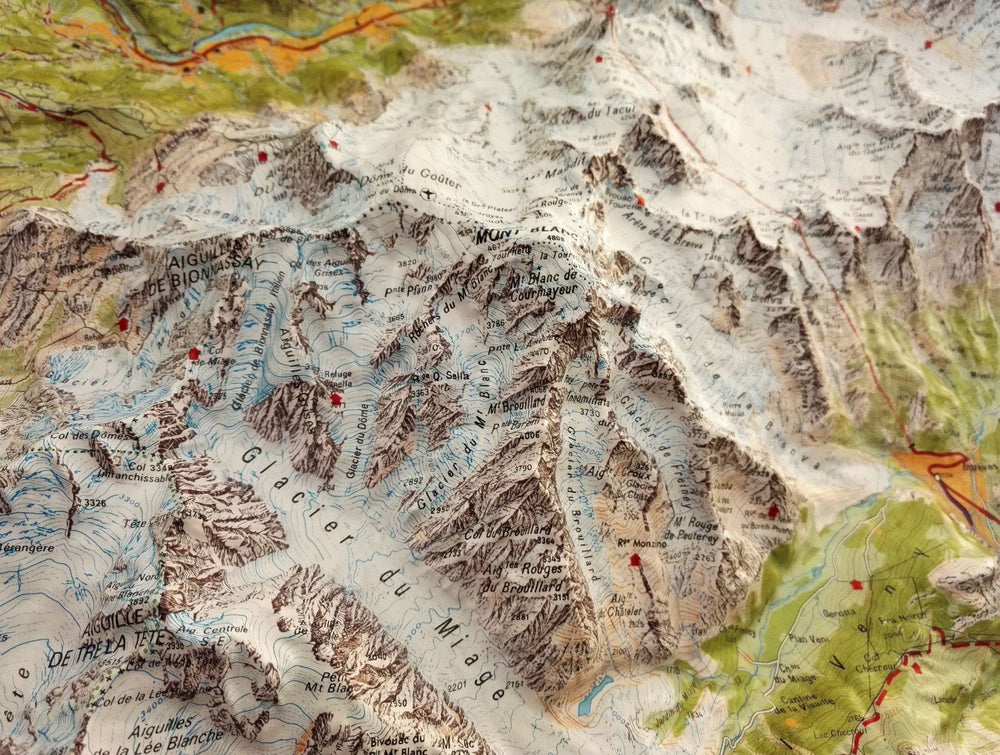 Carte murale en relief - Massif du Mont Blanc | IGN carte relief grande dimension IGN 