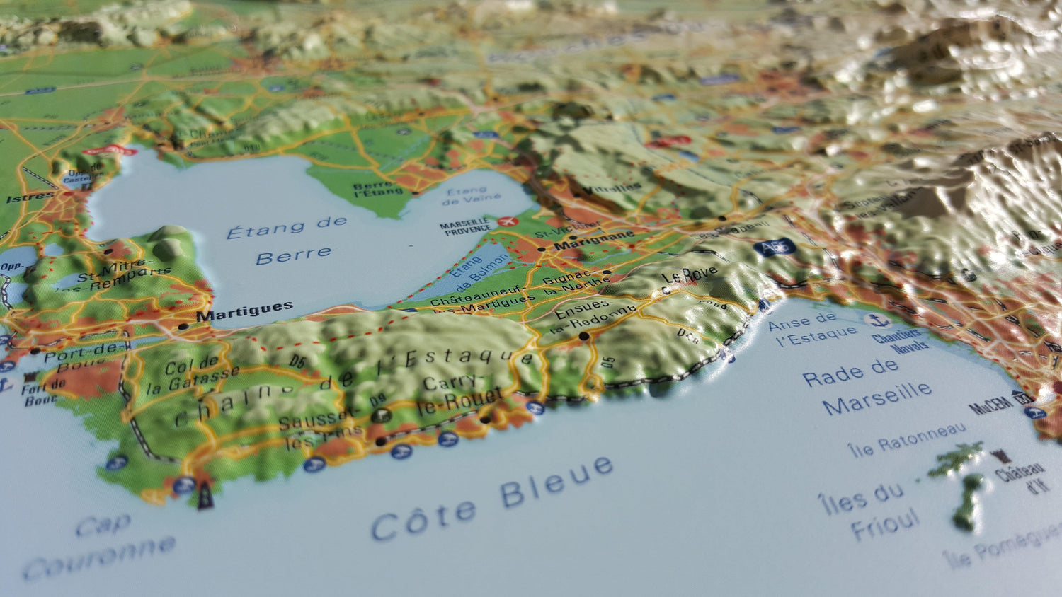 Carte murale en relief - Massifs de Provence - 41 cm x 61 cm | 3D Map carte en relief 3D Map