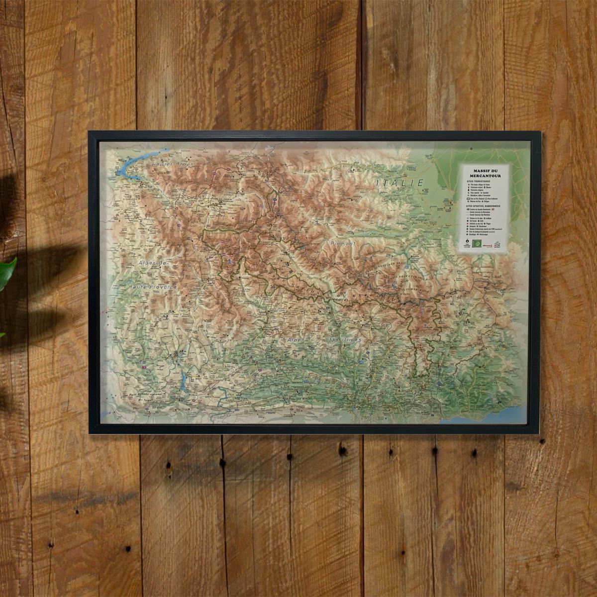 Carte murale en relief - Mercantour - 61 cm x 41 cm | 3D Map carte en relief 3D Map
