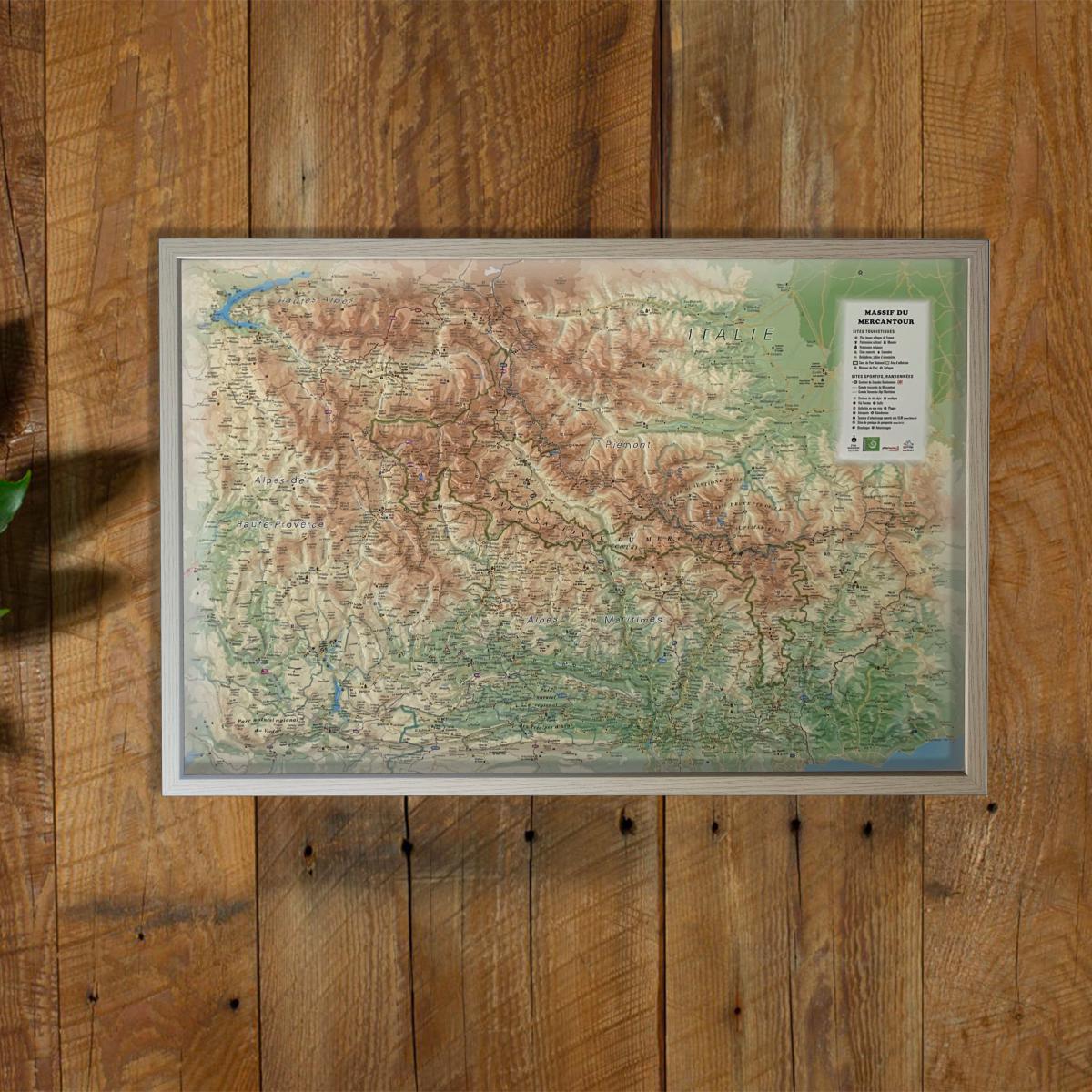 Carte murale en relief - Mercantour - 61 cm x 41 cm | 3D Map carte en relief 3D Map