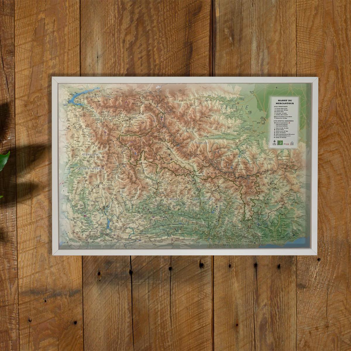 Carte murale en relief - Mercantour - 61 cm x 41 cm | 3D Map carte en relief 3D Map