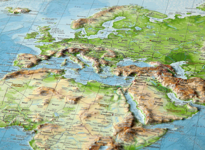 Carte murale en relief - Monde (en anglais) | Georelief carte relief Georelief 