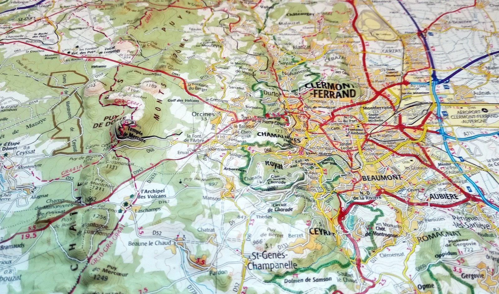 Carte murale en relief - Monts d'Auvergne - 80 x 113 cm | IGN carte en relief IGN