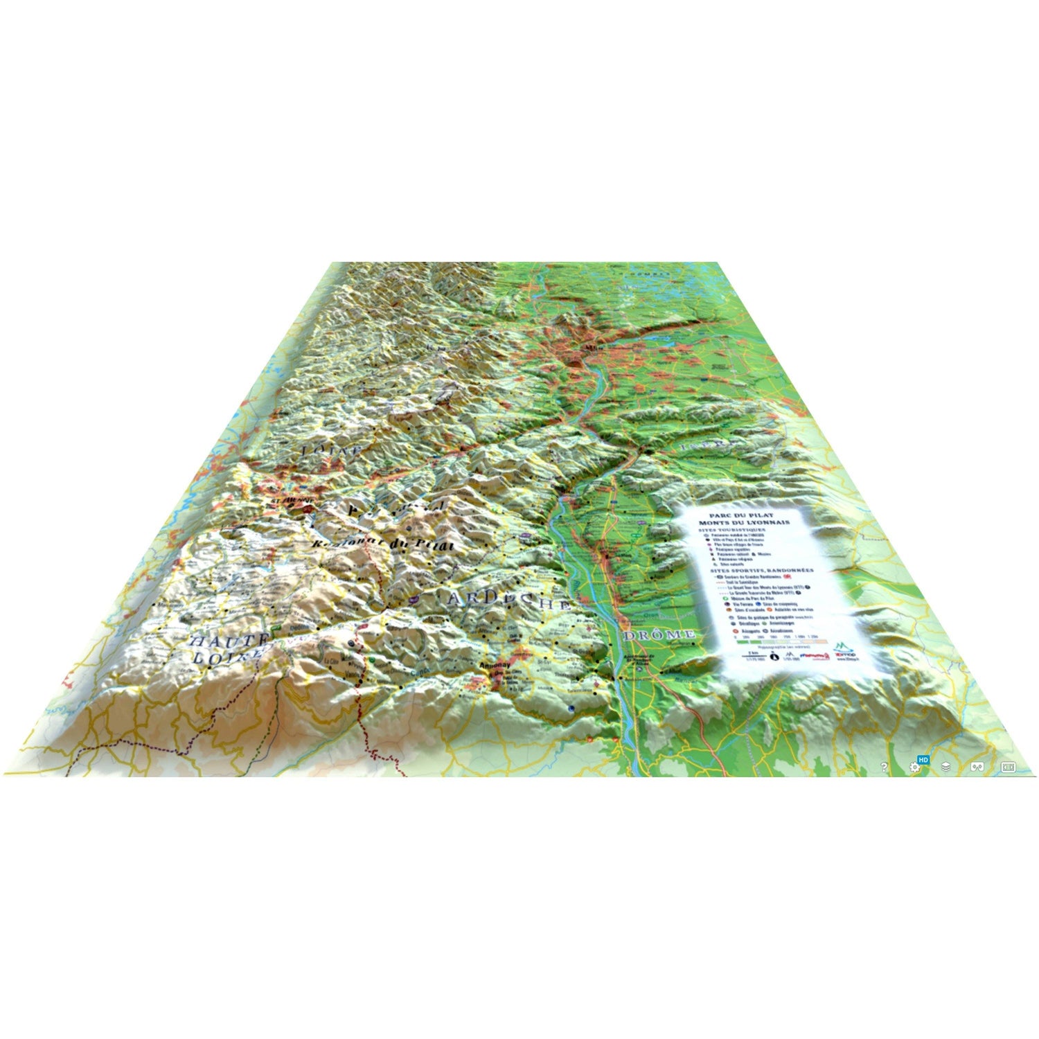 Carte murale en relief - Parc du Pilat & Monts du Lyonnais - 41 cm x 61 cm | 3D Map carte en relief 3D Map Default Title