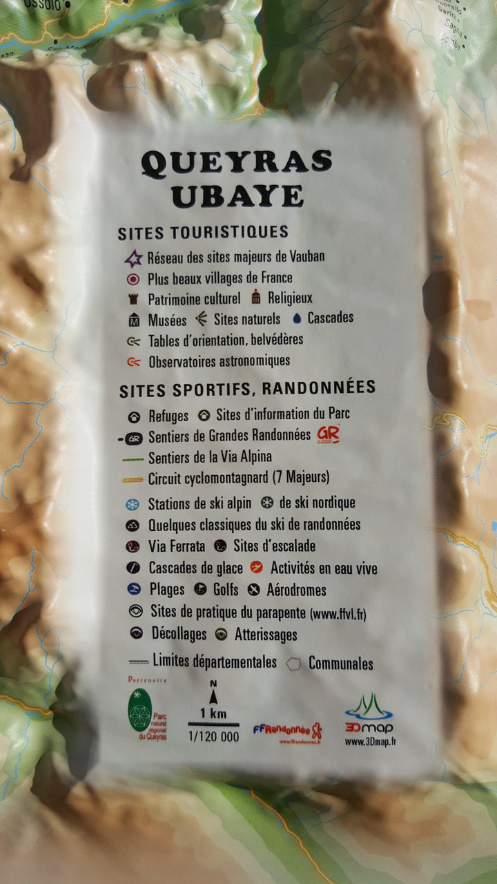 Carte murale en relief - Parc Naturel Régional du Queyras-Ubaye - 41 cm x 61 cm | 3D Map carte relief 3D Map 